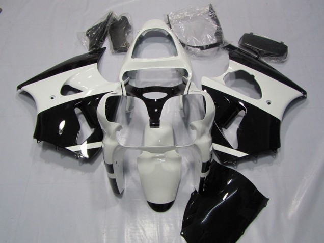 Preisgünstige Kawasaki ZX6R Motorrad Verkleidung 2000-2002 - Weiss Glanzendes Schwarz