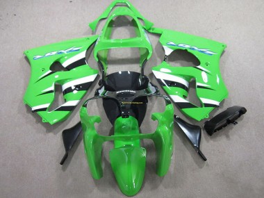 Preisgünstige Kawasaki ZX6R Motorrad Verkleidung Kit 2000-2002 - Grun Weiss Schwarz