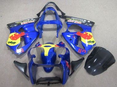 Preisgünstige Kawasaki ZX6R Motorrad Verkleidung 2000-2002 - Blau Gelb Red Bull