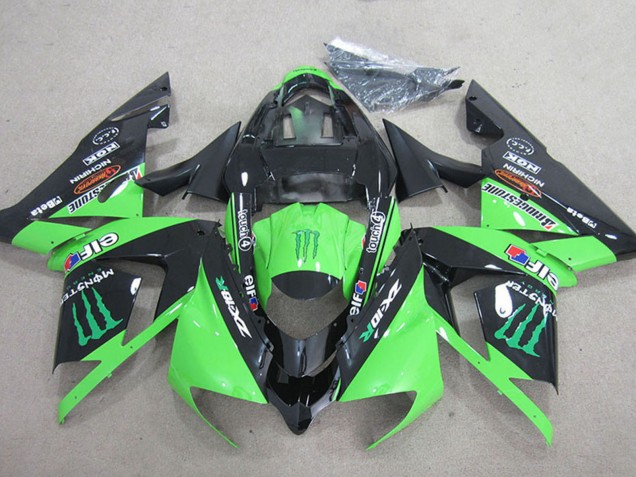 Preisgünstige Kawasaki ZX10R Motorrad Verkleidung 2004-2005 - Schwarz Grun Monster