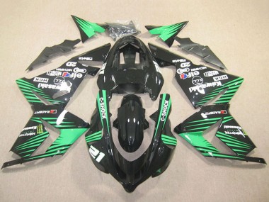 Preisgünstige Kawasaki ZX10R Motorrad Verkleidung 2004-2005 - Schwarz Grun C Shock Monster