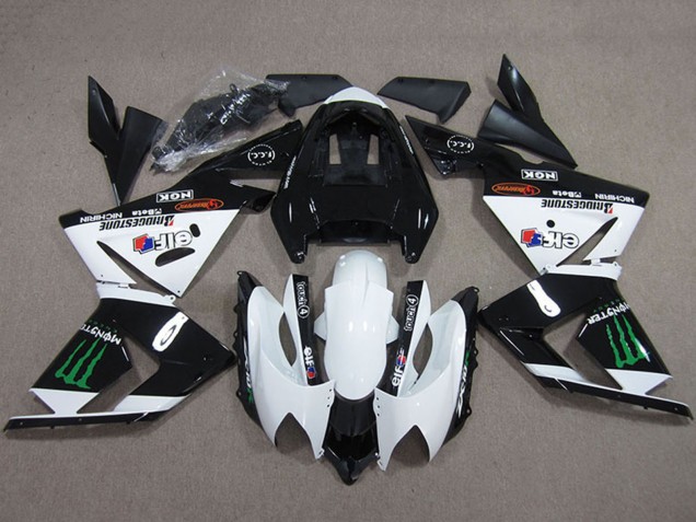 Preisgünstige Kawasaki ZX10R Motorrad Verkleidung 2004-2005 - Schwarz Weiss Monster