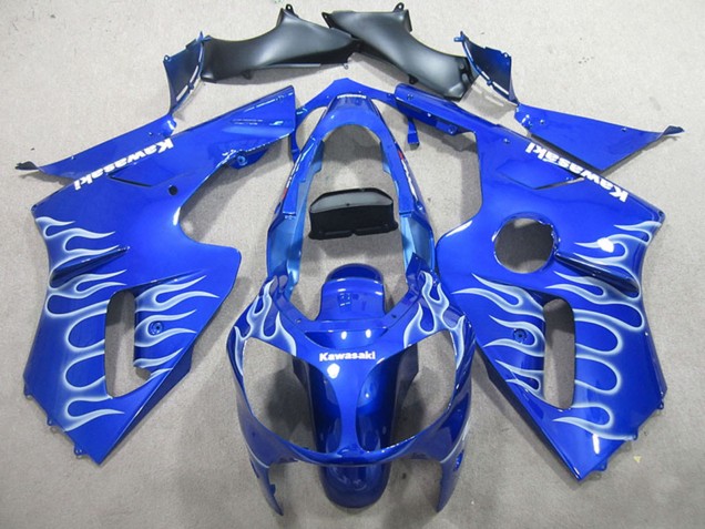 Preisgünstige Kawasaki ZX12R Motorrad Verkleidung 2000-2001 - Blau Weiss Flamme