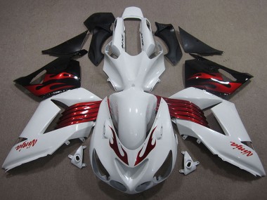 Preisgünstige Kawasaki ZX14R ZZR1400 Motorrad Verkleidung 2006-2011 - Weiss Rot Schwarz