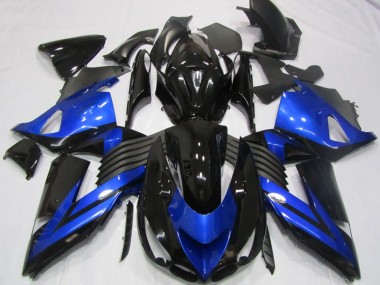 Preisgünstige Kawasaki ZX14R ZZR1400 Motorrad Verkleidung 2006-2011 - Blau Glanzendes Schwarz