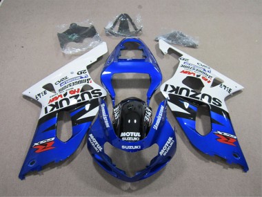 Preisgünstige Suzuki GSXR 600 Motorrad Verkleidung 2001-2003 - Weiss Blau Schwarz Motul