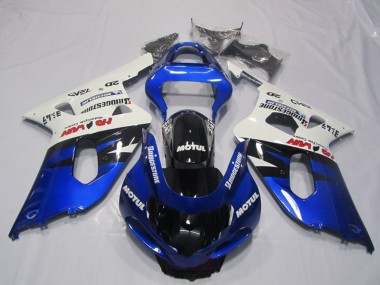 Preisgünstige Suzuki GSXR 600 Motorrad Verkleidung 2001-2003 - Weiss Blau Glanzendes Schwarz Motul