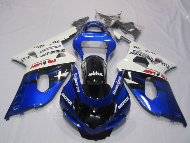 Preisgünstige Suzuki GSXR 600 Motorrad Verkleidung 2001-2003 - Weiss Blau Glanzendes Schwarz Motul