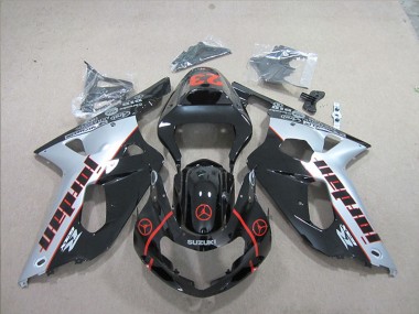 Preisgünstige Suzuki GSXR 600 Motorrad Verkleidung 2001-2003 - Silber Glanzendes Schwarz Rot Jordan 23