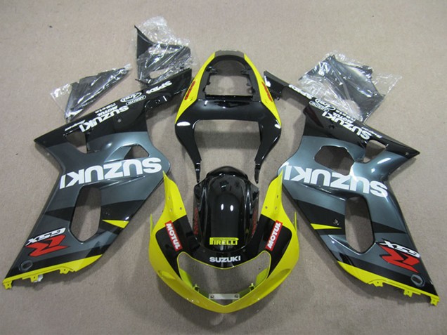 Preisgünstige Suzuki GSXR 600 Motorrad Verkleidung 2001-2003 - Schwarz Gelb Motul