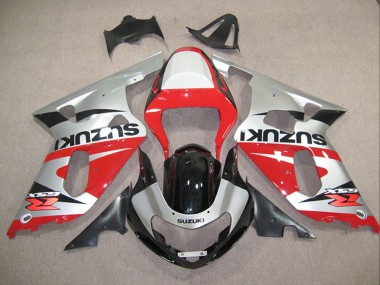 Preisgünstige Suzuki GSXR 600 Motorrad Verkleidung 2001-2003 - Silber Rot Glanzendes Schwarz