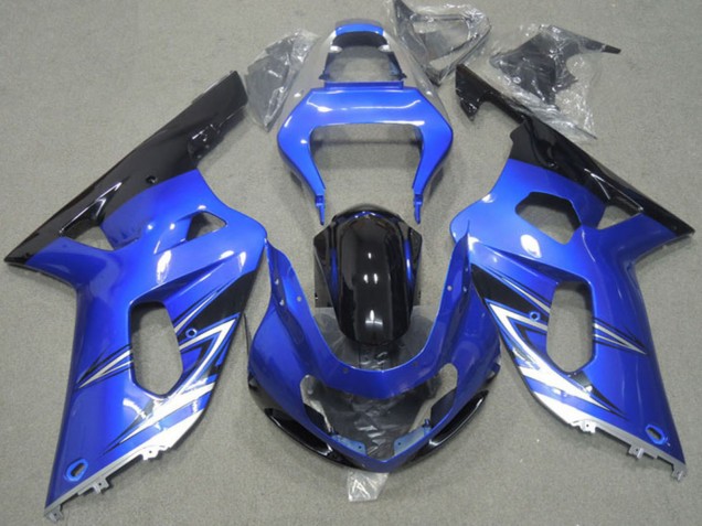 Preisgünstige Suzuki GSXR 600 Motorrad Verkleidung 2001-2003 - Blau Weiss Glanzendes Schwarz