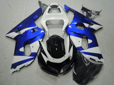 Preisgünstige Suzuki GSXR 600 Motorrad Verkleidung 2001-2003 - Weiss Blau Glanzendes Schwarz