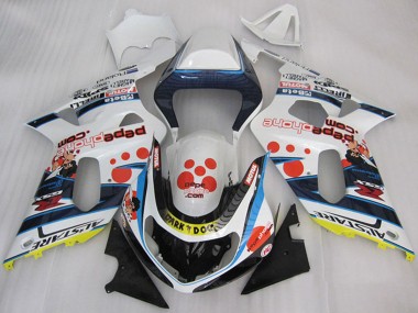 Preisgünstige Suzuki GSXR 600 Motorrad Verkleidung 2001-2003 - Weiss Blau Rot Gelb Schwarz Dunkel Dog