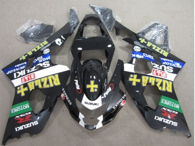 Preisgünstige Suzuki GSXR 600 Motorrad Verkleidung 2004-2005 - Glanzendes Schwarz Weiss Grun Gelb Rizla