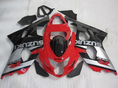 Preisgünstige Suzuki GSXR 600 Motorrad Verkleidung 2004-2005 - Rot Silber Glanzendes Schwarz