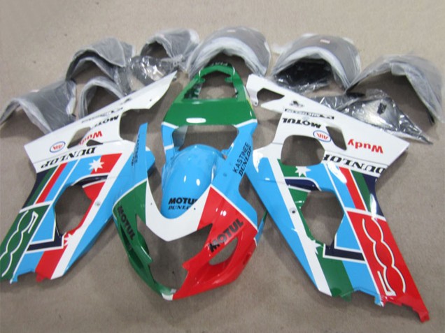 Preisgünstige Suzuki GSXR 600 Motorrad Verkleidung 2004-2005 - Weiss Blau Grun Rot Motul