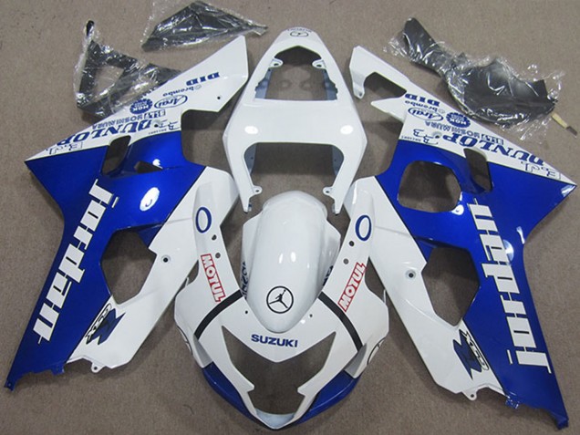 Preisgünstige Suzuki GSXR 600 Motorrad Verkleidung 2004-2005 - Weiss Blau Jordan Motul
