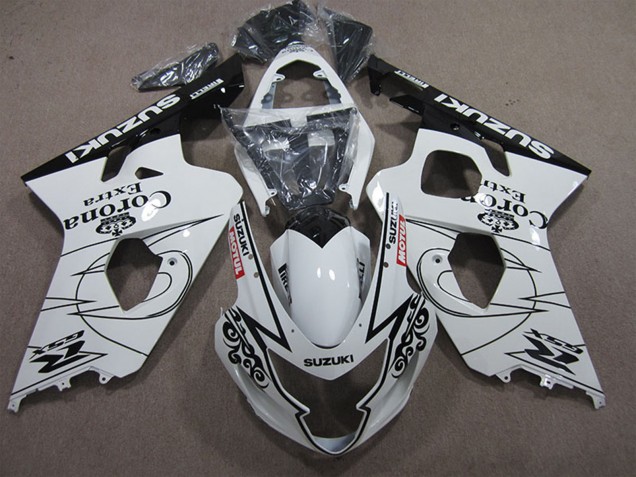 Preisgünstige Suzuki GSXR 600 Motorrad Verkleidung 2004-2005 - Weiss Schwarz Corona Extra Motul