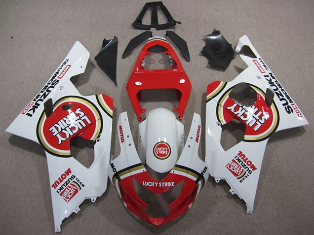 Preisgünstige Suzuki GSXR 600 Motorrad Verkleidung 2004-2005 - Weiss Rot Lucky Strike Motul