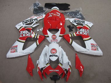 Preisgünstige Suzuki GSXR 600 Motorrad Verkleidung 2006-2007 - Weiss Rot Lucky Strike Motul