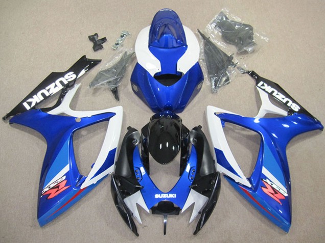 Preisgünstige Suzuki GSXR 600 Motorrad Verkleidung 2006-2007 - Weiss Blau Glanzendes Schwarz Rot