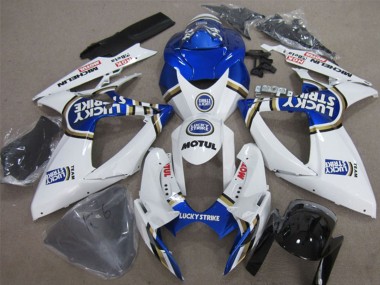 Preisgünstige Suzuki GSXR 600 Motorrad Verkleidung 2006-2007 - Weiss Blau Lucky Strike Motul