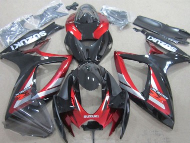 Preisgünstige Suzuki GSXR 600 Motorrad Verkleidung 2006-2007 - Glanzendes Schwarz Rot Silber