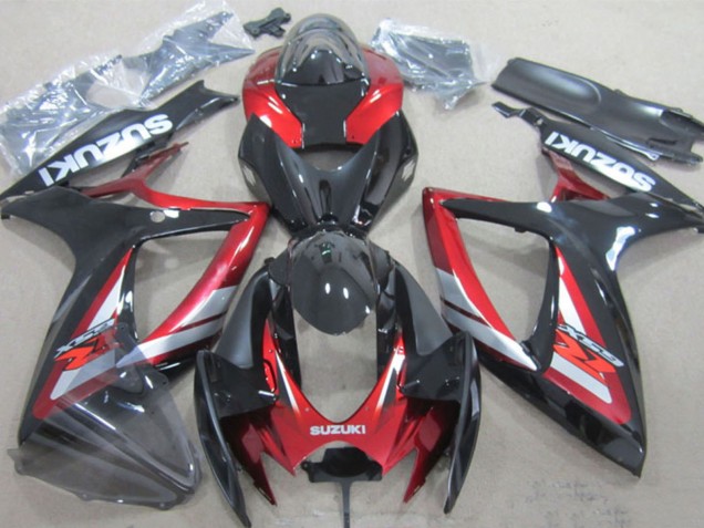 Preisgünstige Suzuki GSXR 600 Motorrad Verkleidung 2006-2007 - Glanzendes Schwarz Rot Silber
