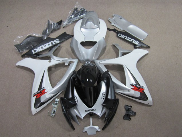 Preisgünstige Suzuki GSXR 600 Motorrad Verkleidung 2006-2007 - Weiss Silber Glanzendes Schwarz Rot
