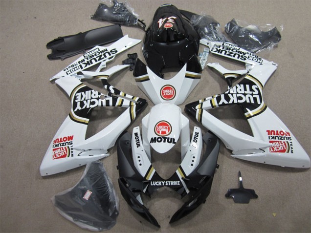Preisgünstige Suzuki GSXR 600 Motorrad Verkleidung 2006-2007 - Weiss Schwarz Rot Lucky Strike Motul