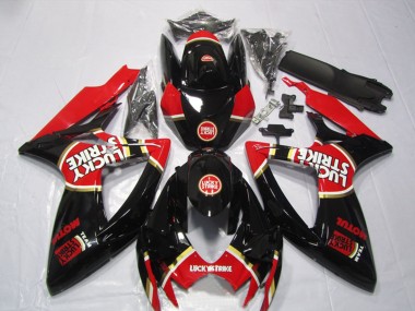 Preisgünstige Suzuki GSXR 600 Motorrad Verkleidung 2006-2007 - Glanzendes Schwarz Rot Weiss Lucky Strike Motul