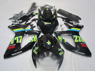 Preisgünstige Suzuki GSXR 600 Motorrad Verkleidung 2006-2007 - Glanzendes Schwarz Gelb Rizla Rot