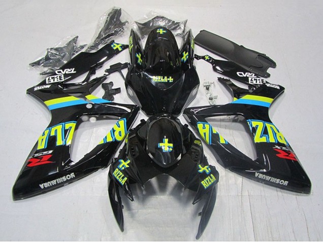 Preisgünstige Suzuki GSXR 600 Motorrad Verkleidung 2006-2007 - Glanzendes Schwarz Gelb Rizla Rot