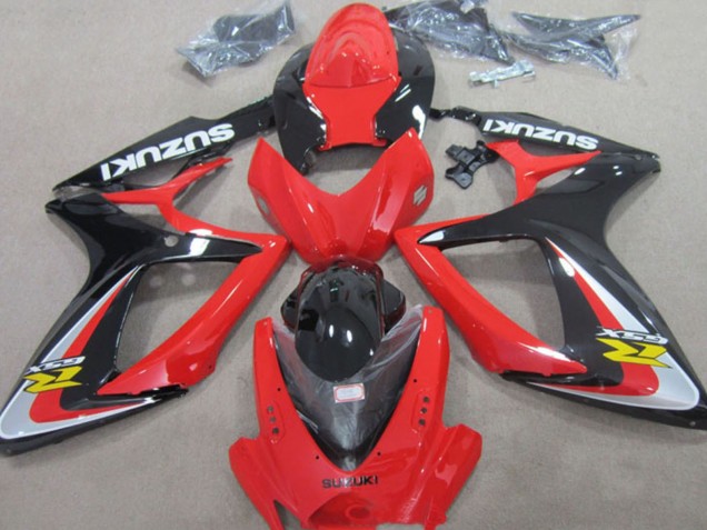 Preisgünstige Suzuki GSXR 600 Motorrad Verkleidung 2006-2007 - Rot Silber Glanzendes Schwarz Gelb