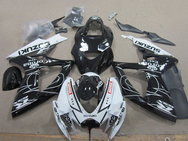 Preisgünstige Suzuki GSXR 600 Motorrad Verkleidung 2006-2007 - Weiss Schwarz Corona Extra Motul
