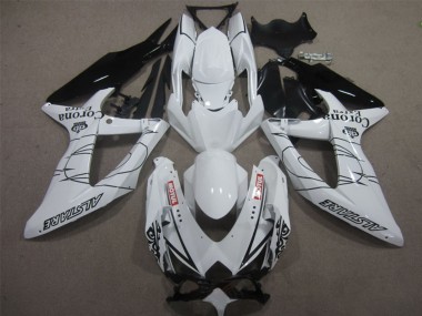 Preisgünstige Suzuki GSXR 600 Motorrad Verkleidung 2008-2010 - Weiss Schwarz Corona Extra Motul