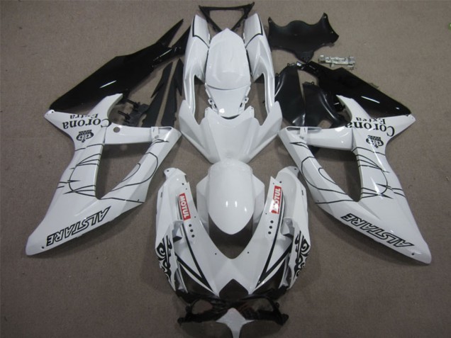 Preisgünstige Suzuki GSXR 600 Motorrad Verkleidung 2008-2010 - Weiss Schwarz Corona Extra Motul