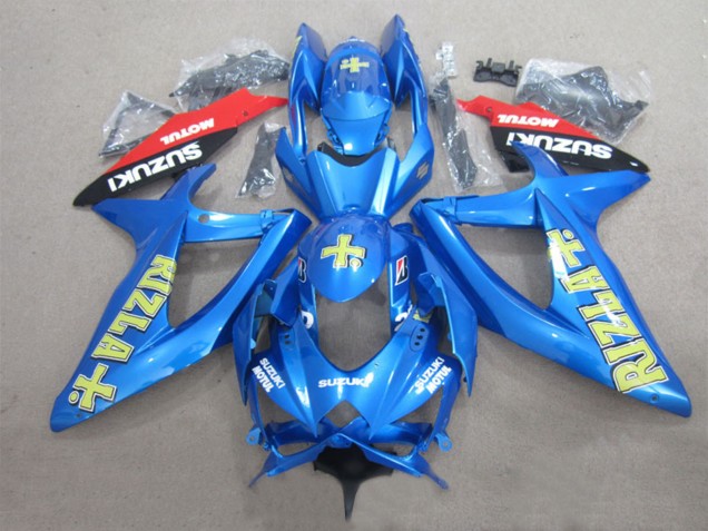 Preisgünstige Suzuki GSXR 600 Motorrad Verkleidung 2008-2010 - Blau Gelb Rot Schwarz Rizla Motul