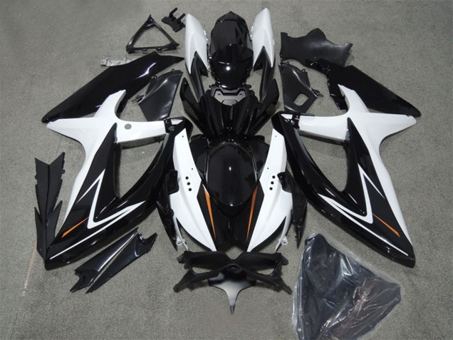 Preisgünstige Suzuki GSXR 600 Motorrad Verkleidung 2008-2010 - Weiss Glanzendes Schwarz