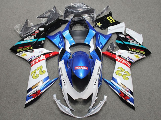 Preisgünstige Suzuki GSXR 600 Motorrad Verkleidung 2011-2024 - Blau Weiss Rot Schwarz RockStar 22