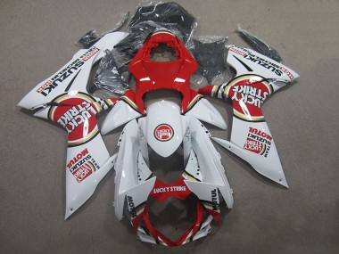 Preisgünstige Suzuki GSXR 600 Motorrad Verkleidung 2011-2024 - Weiss Rot Motul Lucky Strike