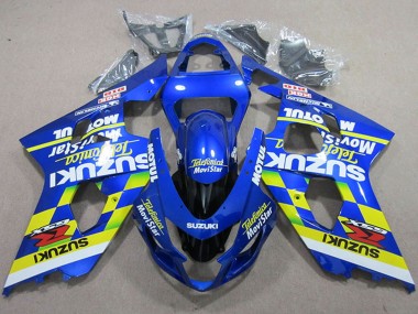 Preisgünstige Suzuki GSXR 750 Motorrad Verkleidung 2004-2005 - Blau Neon Gelb Telefumica MoviStar Motul