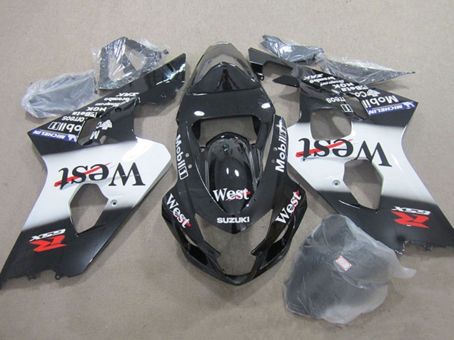 Preisgünstige Suzuki GSXR 750 Motorrad Verkleidung 2004-2005 - Glanzendes Schwarz Weiss West Mobil