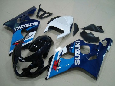 Preisgünstige Suzuki GSXR 750 Motorrad Verkleidung 2004-2005 - Weiss Blau Glanzendes Schwarz