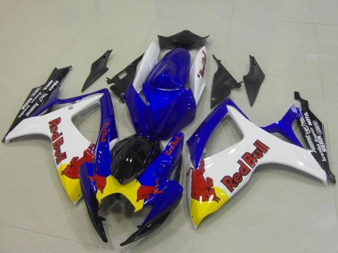 Preisgünstige Suzuki GSXR 750 Motorrad Verkleidung 2006-2007 - Blau Weiss Gelb Red Bull