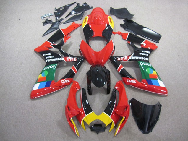 Preisgünstige Suzuki GSXR 750 Motorrad Verkleidung 2006-2007 - Rot Schwarz Gelb Grun JOMO