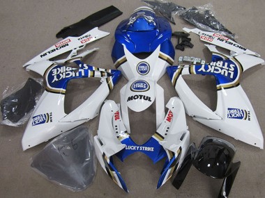 Preisgünstige Suzuki GSXR 750 Motorrad Verkleidung 2006-2007 - Weiss Blau Michelin Motul Lucky Strike