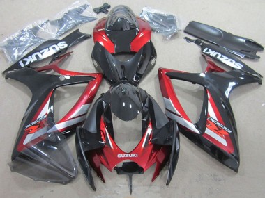 Preisgünstige Suzuki GSXR 750 Motorrad Verkleidung 2006-2007 - Rot Glanzendes Schwarz