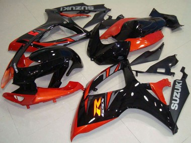 Preisgünstige Suzuki GSXR 750 Motorrad Verkleidung 2006-2007 - Orange Glanzendes Schwarz